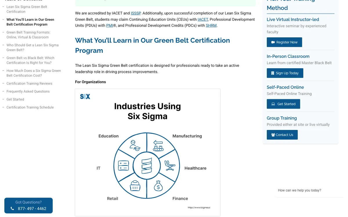 6Sigma.us official site — program page (scrolled)