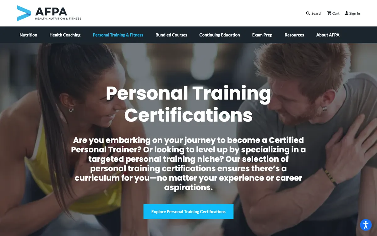 AFPA (American Fitness Professionals & Associates) official site — program page