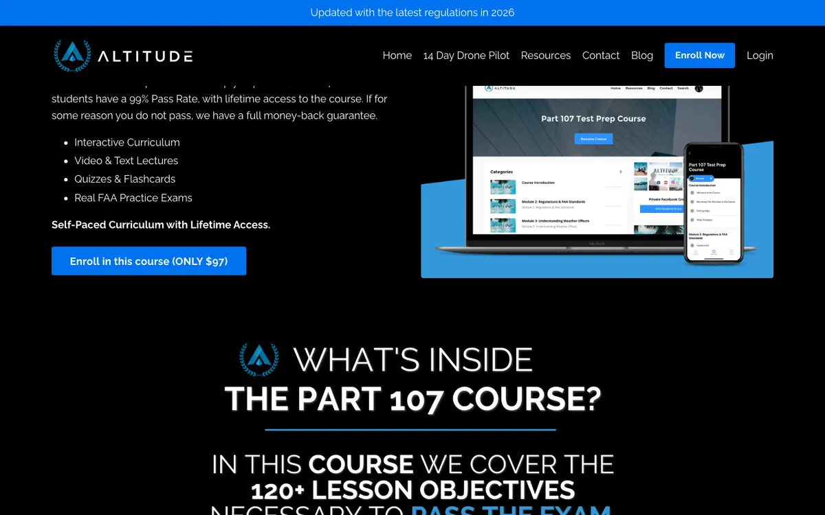 Altitude University official site — homepage (scrolled)