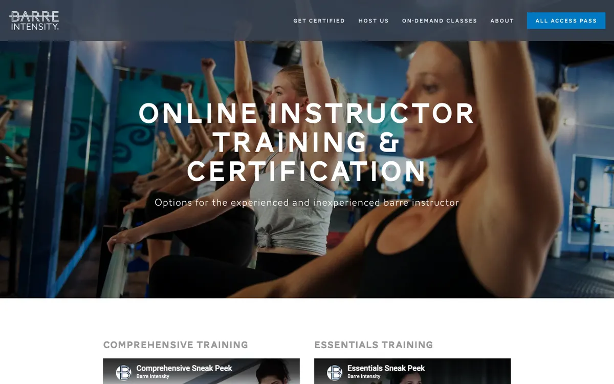 Barre Intensity official site — program page