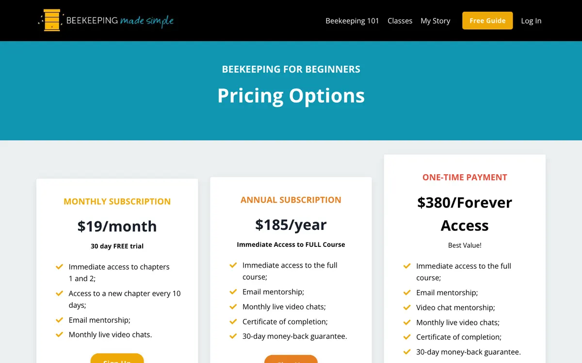 Beekeeping Made Simple official site — program page