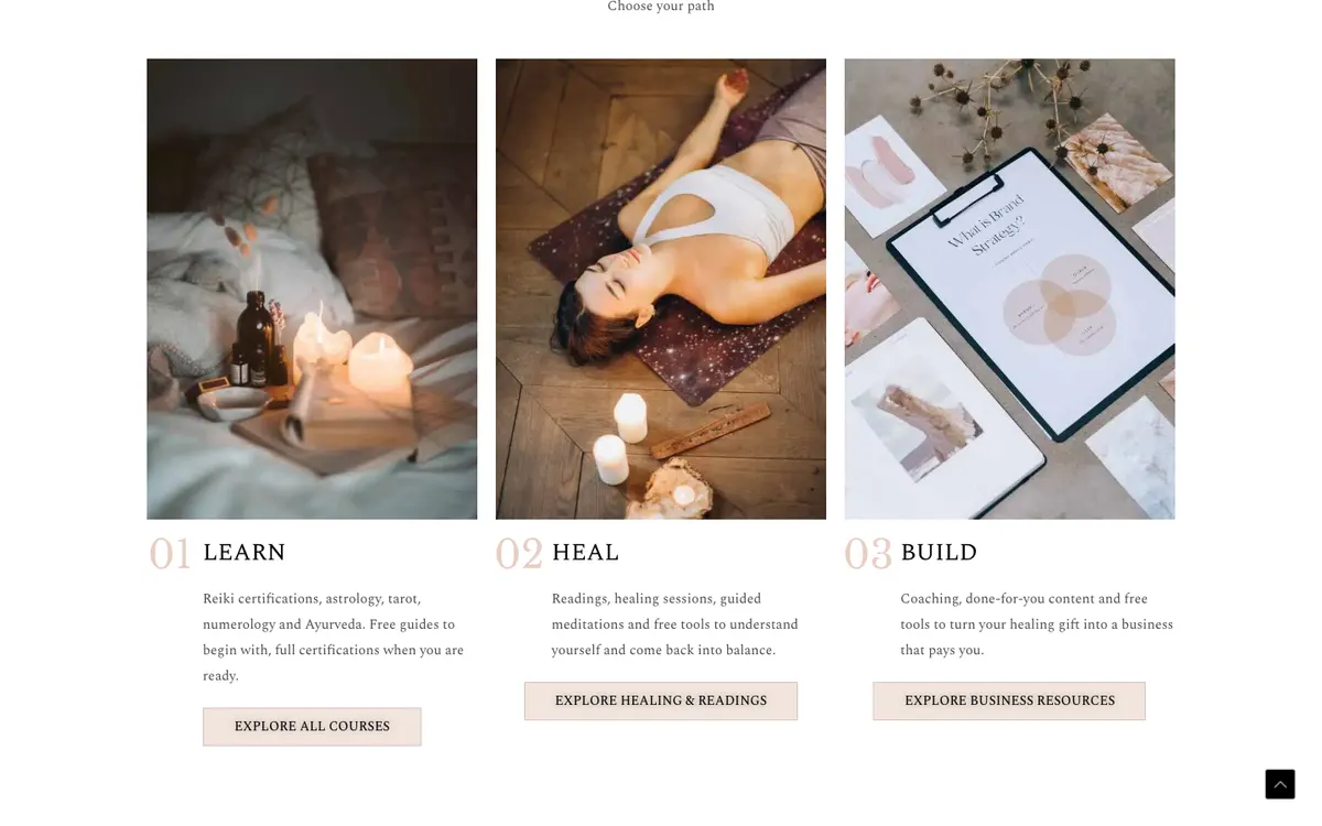 Blissful Careers official site — homepage (scrolled)