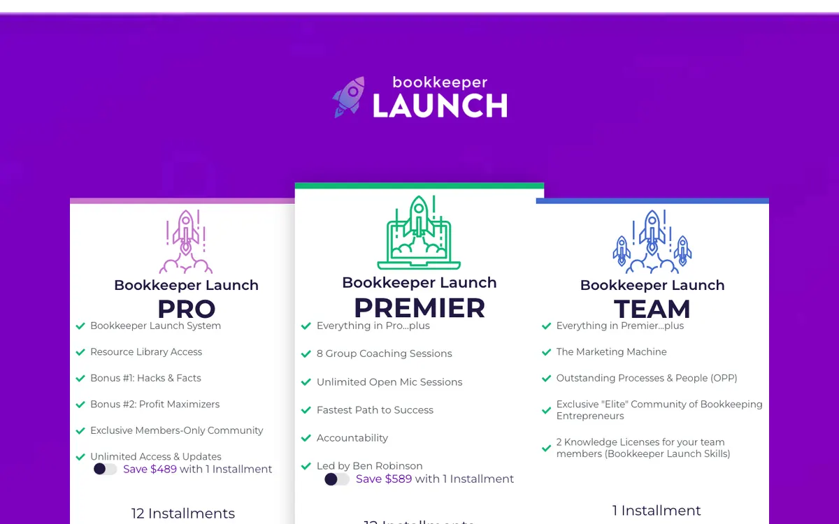 Bookkeepers.com (Ben Robinson) official site — program page (scrolled)