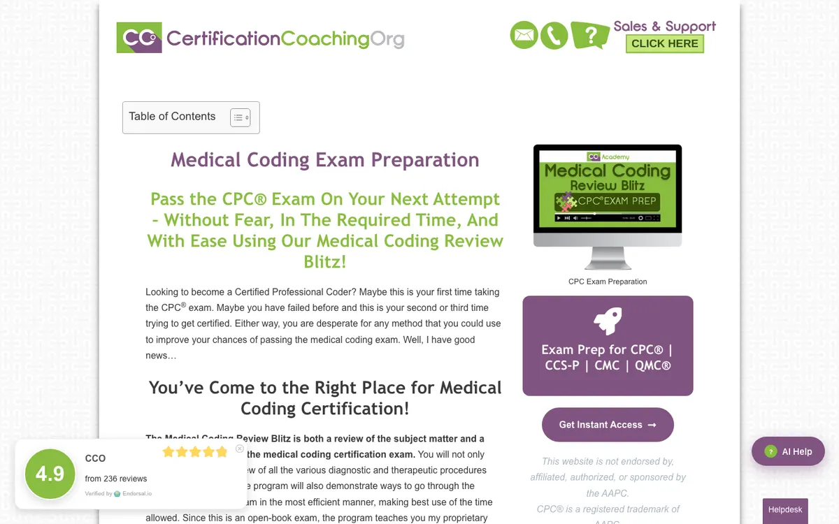 CCO (Certification Coaching Organization) official site — program page