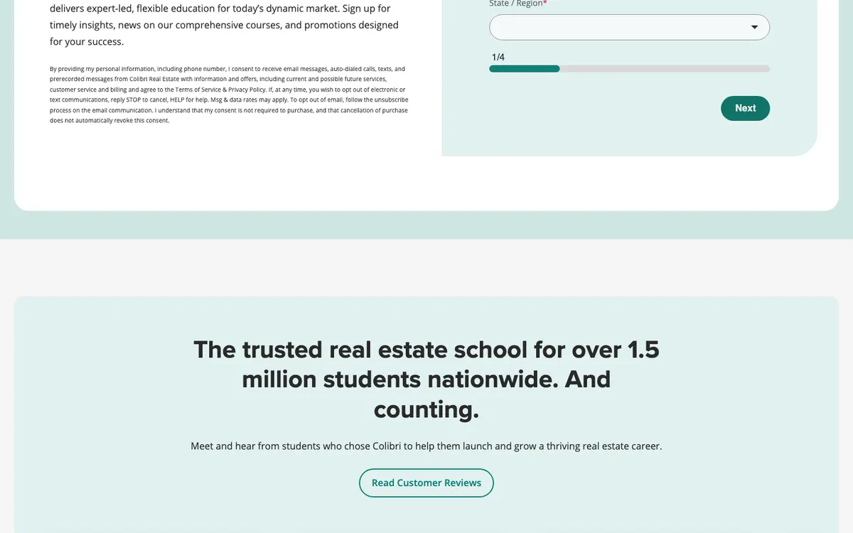 Colibri Real Estate (ex-Real Estate Express) official site — homepage (scrolled)