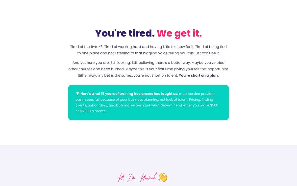 Digital Nomad Kit official site — program page (scrolled)