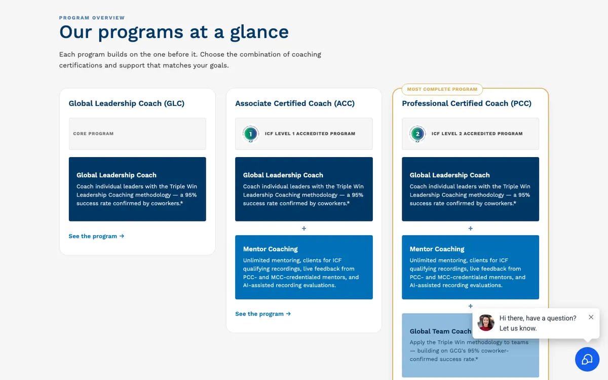 Global Coach Group official site — program page (scrolled)