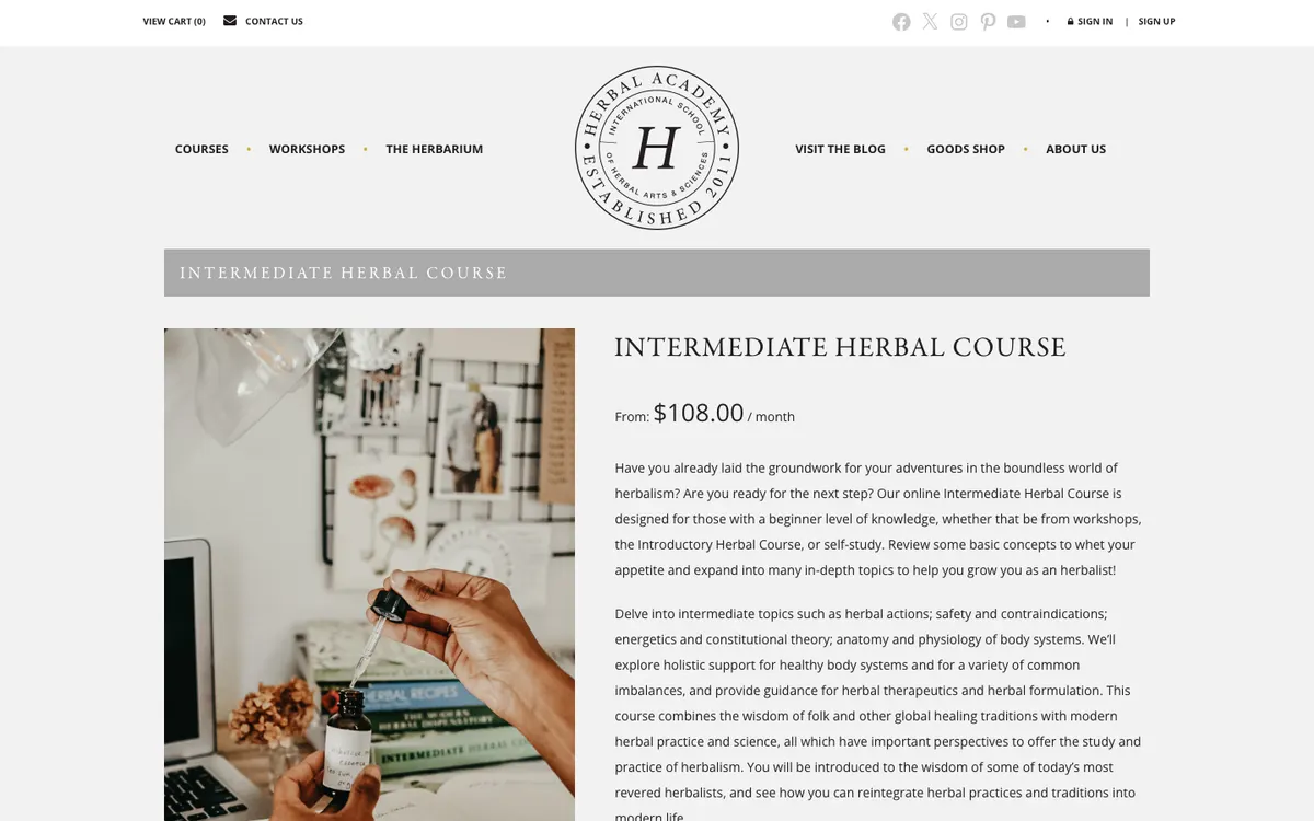Herbal Academy official site — program page