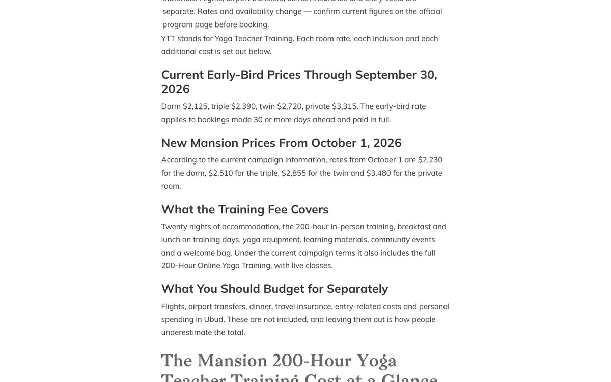 House of OM official site — program page (scrolled)