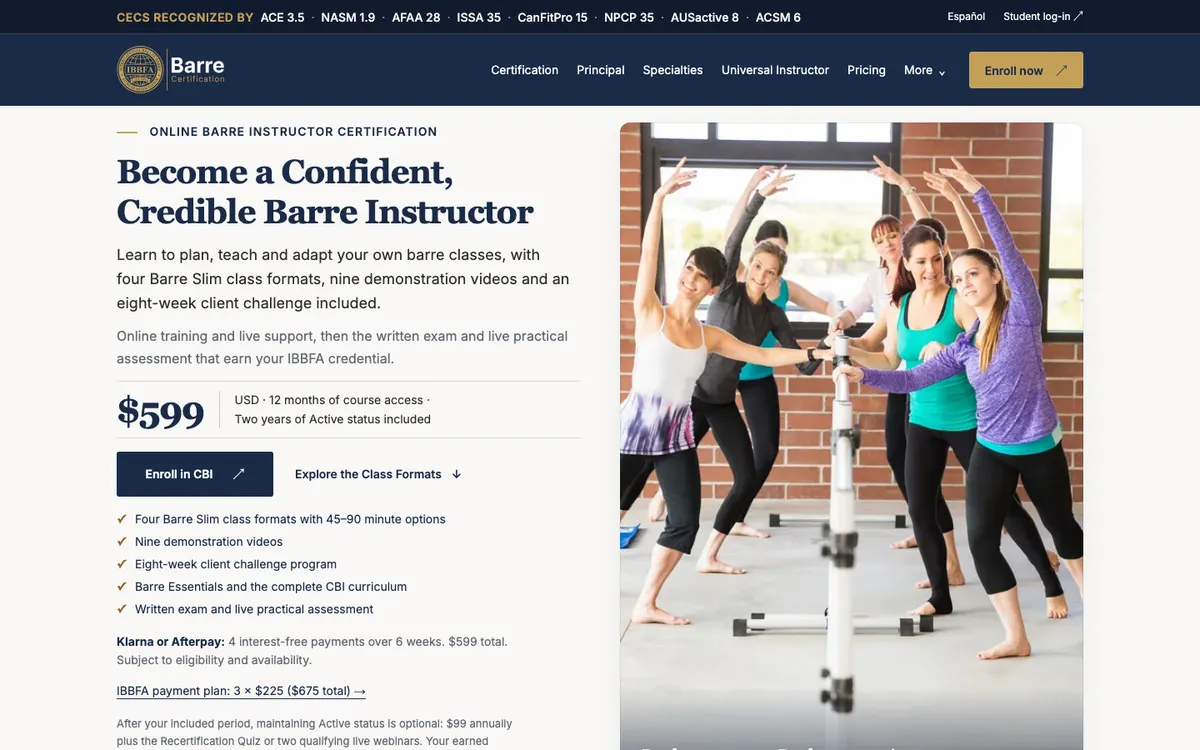 IBBFA (International Barre Body Fitness Association) official site — homepage