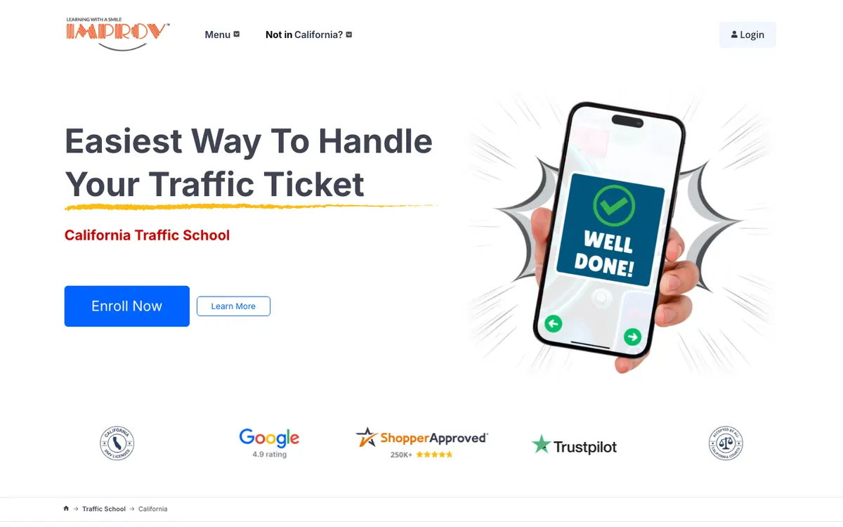 Improv Traffic School (myimprov.com) official site — program page