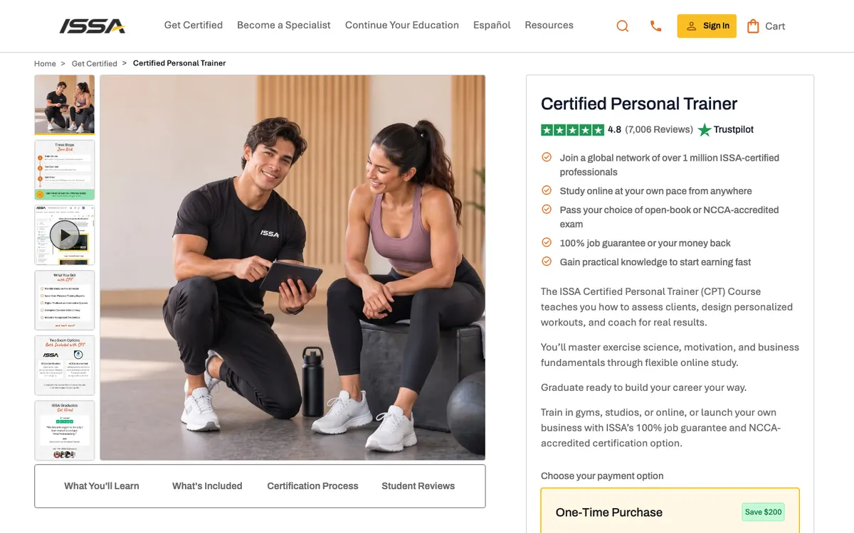 ISSA (International Sports Science Association) official site — program page