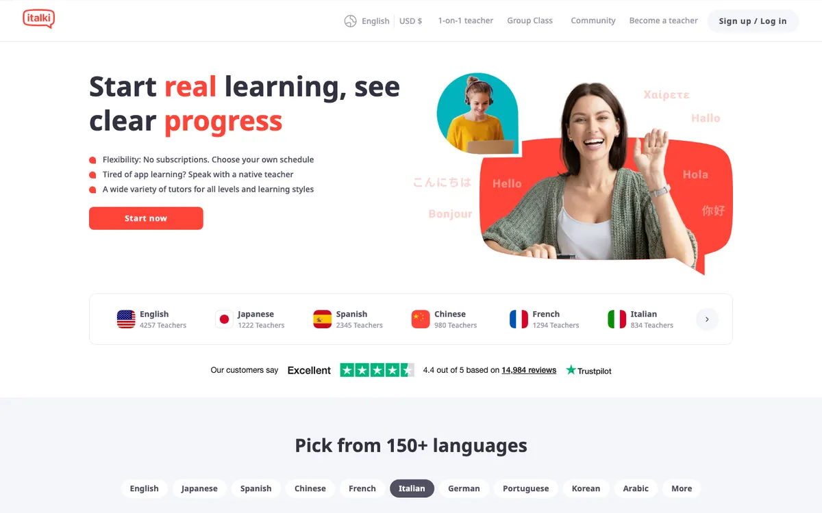 italki official site — program page