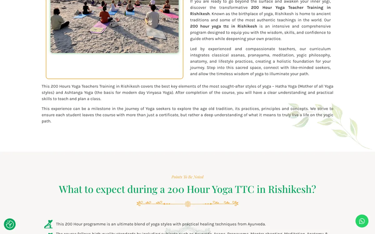 Jiva Yoga Academy official site — program page (scrolled)