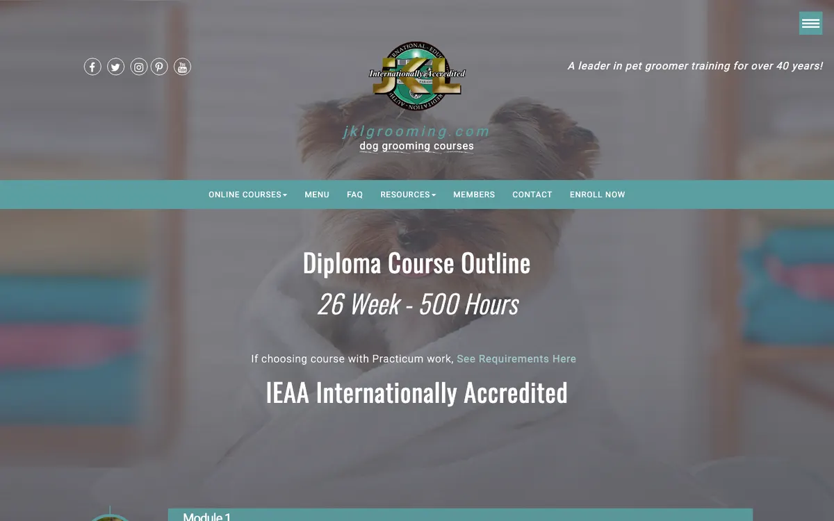 JKL Grooming official site — curriculum page