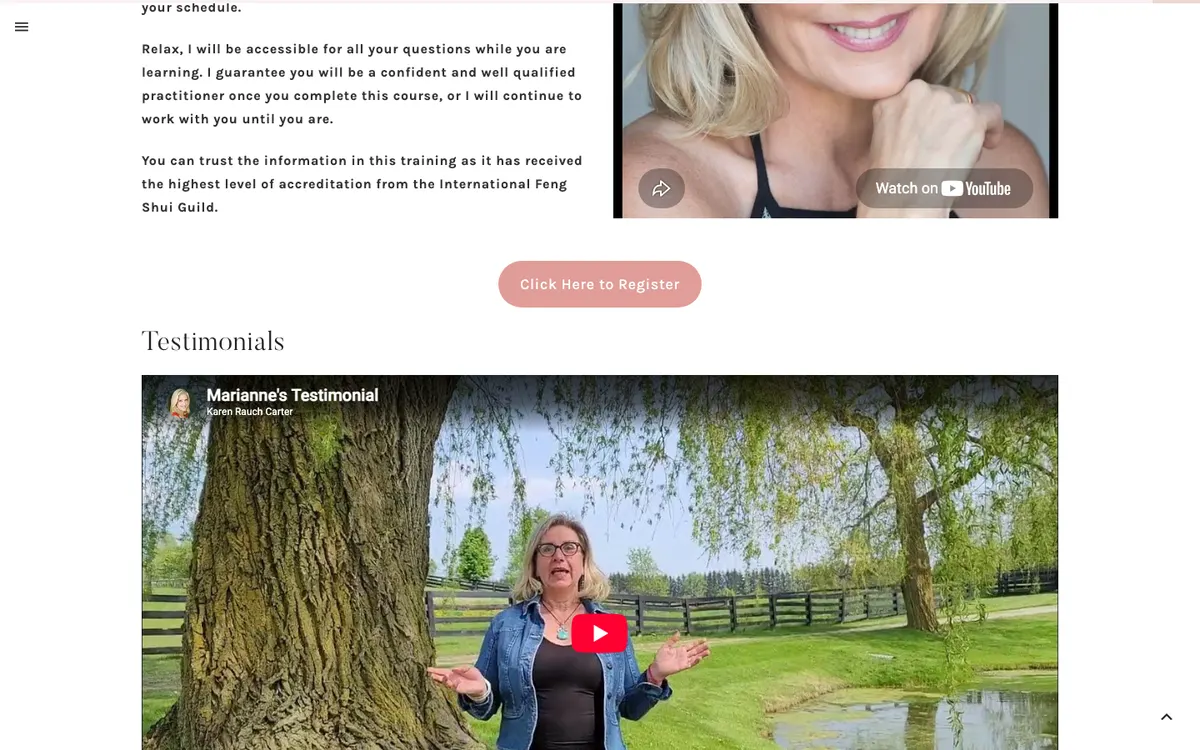 Karen Rauch Carter (Feng Shui Palace) official site — program page (scrolled)