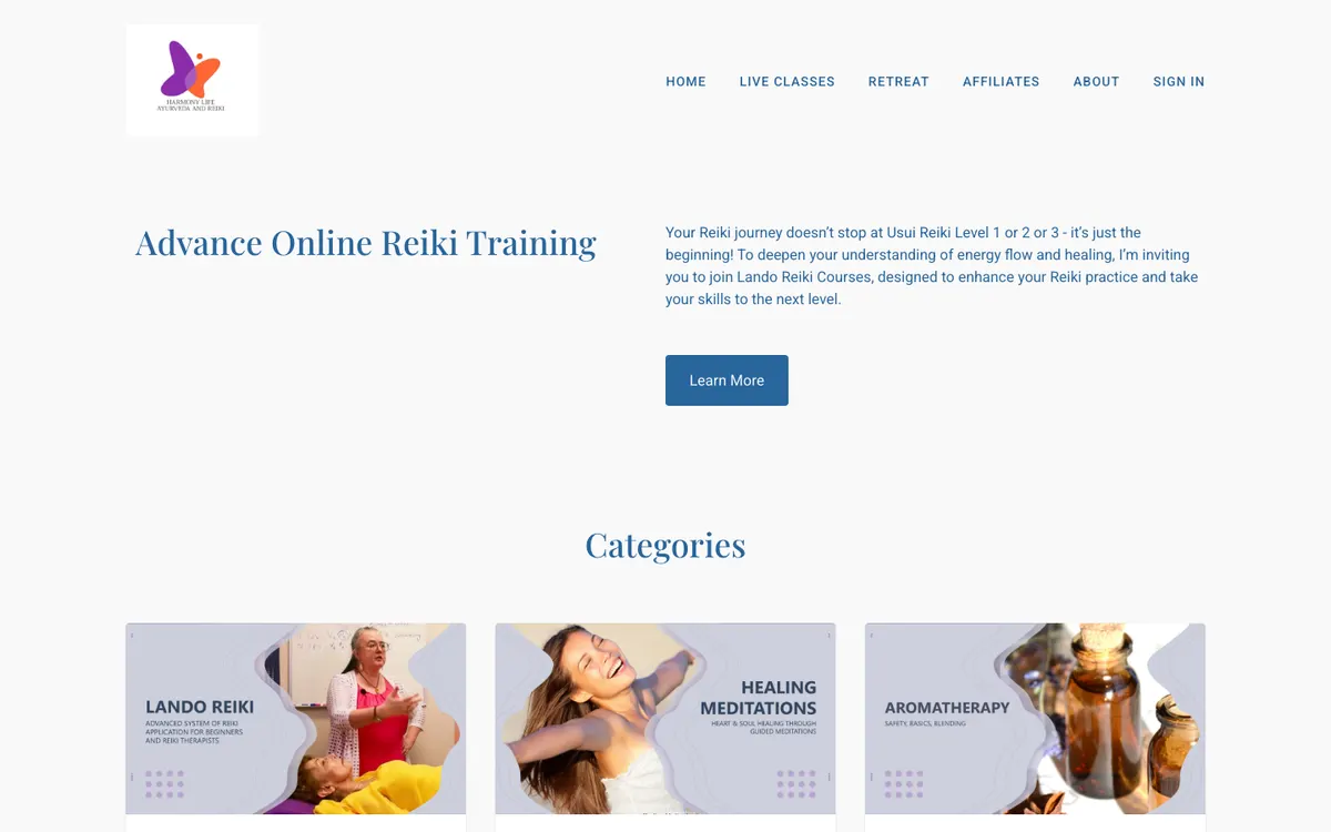 Lando Medical Reiki Academy (Harmony Life) official site — homepage