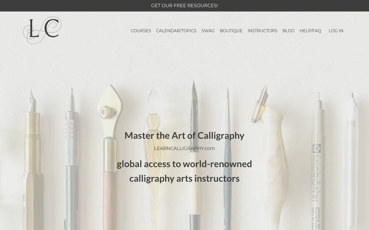 LearnCalligraphy.com official site — homepage