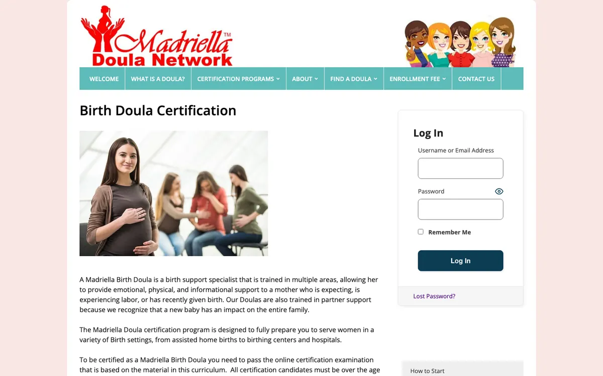 Madriella Doula Network official site — program page