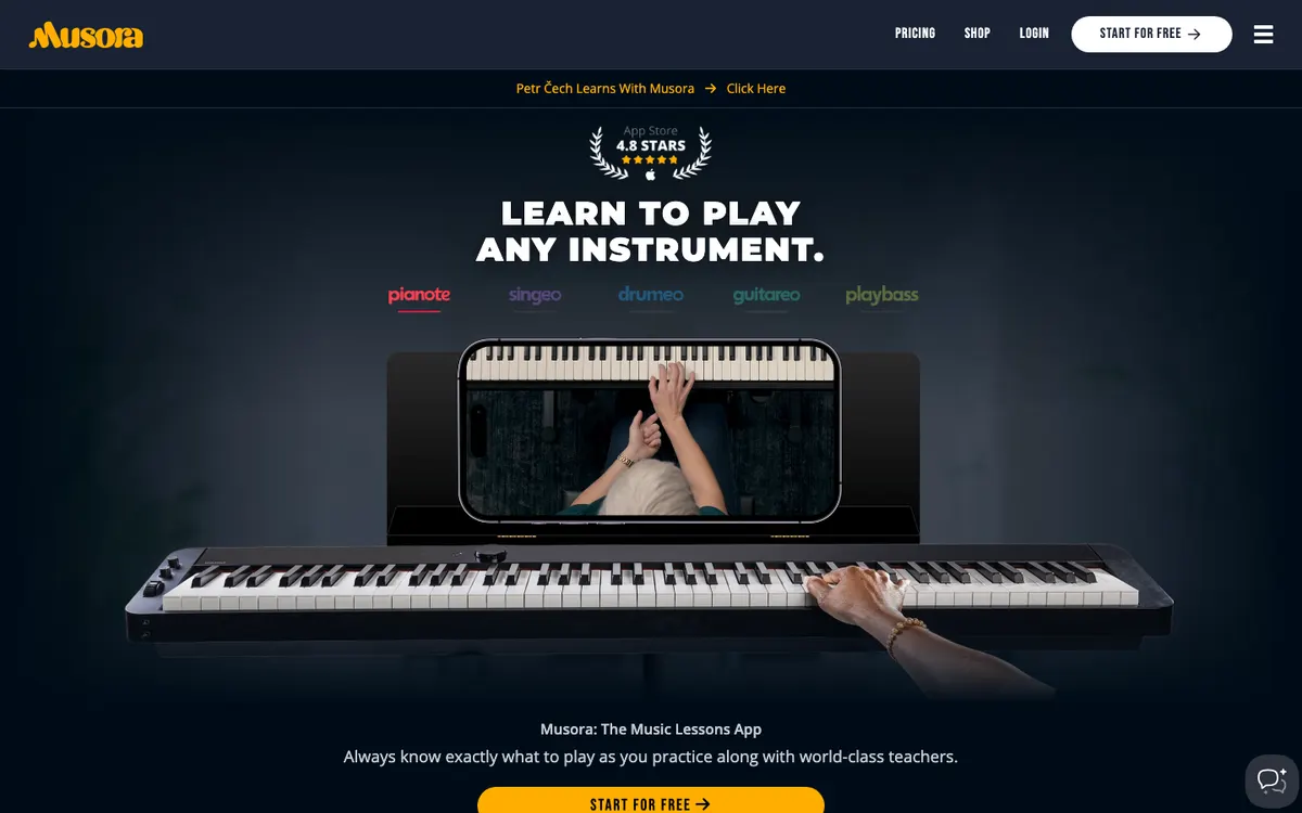Musora (Pianote, Guitareo, Singeo, Drumeo) official site — homepage