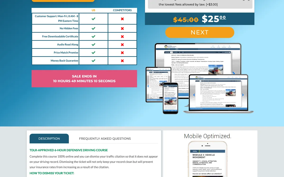 National Highway Safety Administration (nhsa.com) official site — program page (scrolled)