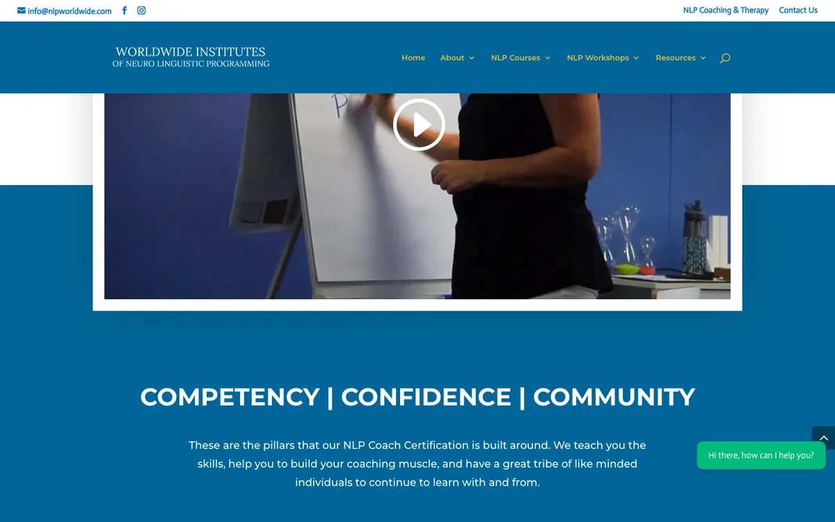 NLP Worldwide official site — program page (scrolled)