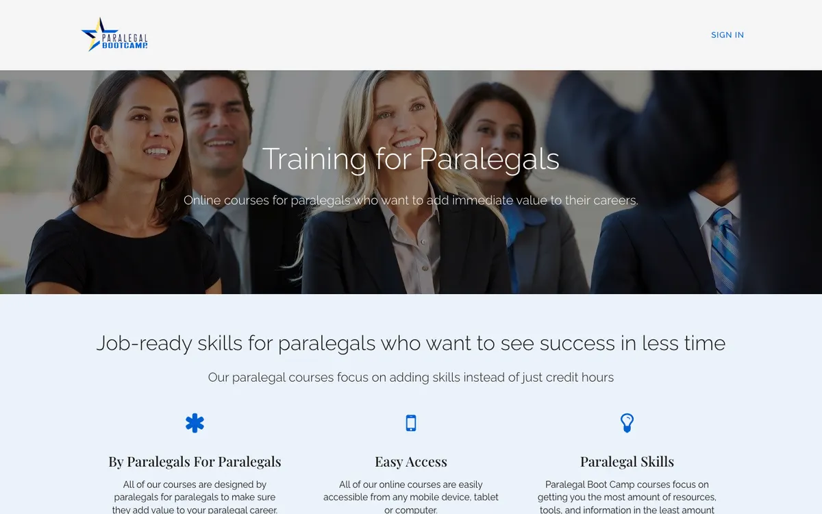Paralegal Boot Camp official site — program page