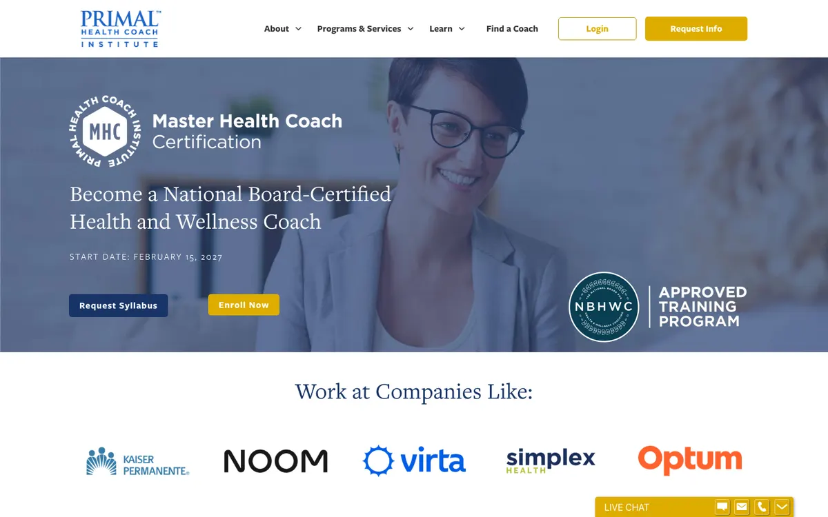 Primal Health Coach Institute official site — program page
