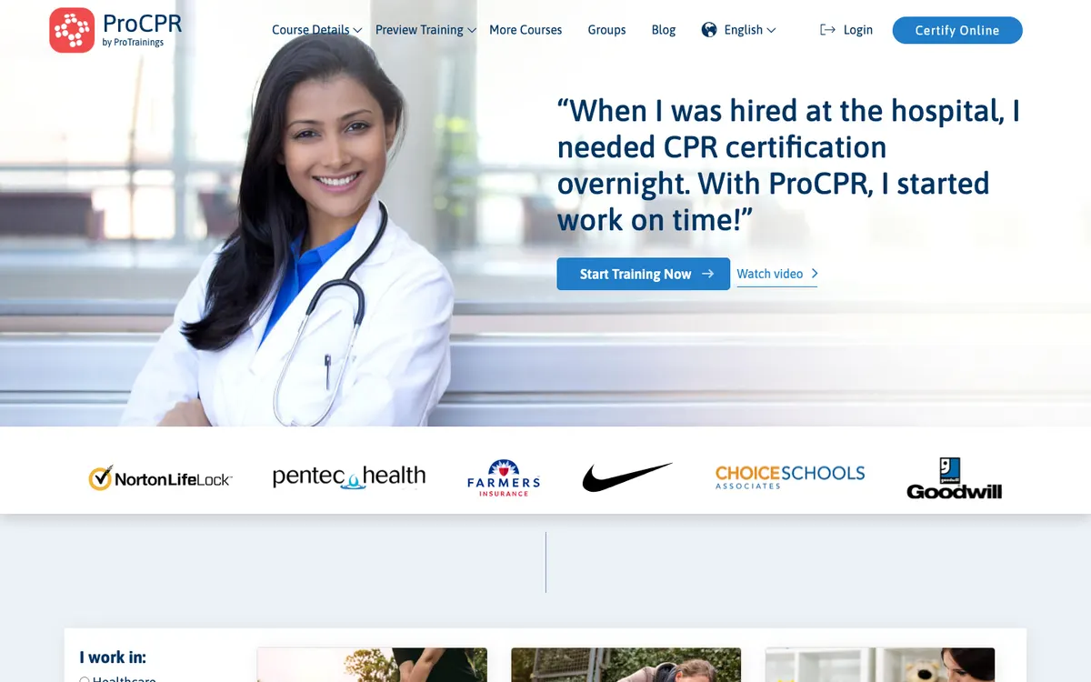 ProTrainings / ProCPR official site — homepage