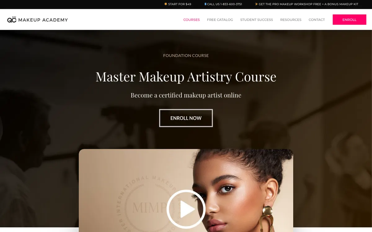 QC Makeup Academy (QC Career School) official site — program page