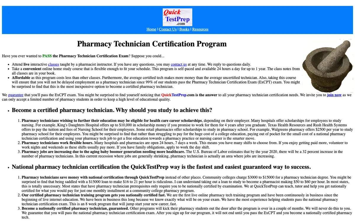 QuickTestPrep.com (PTCB) official site — homepage