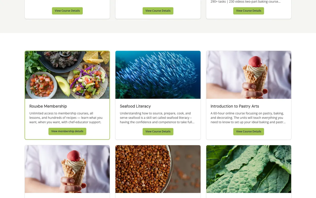 Rouxbe official site — program page (scrolled)