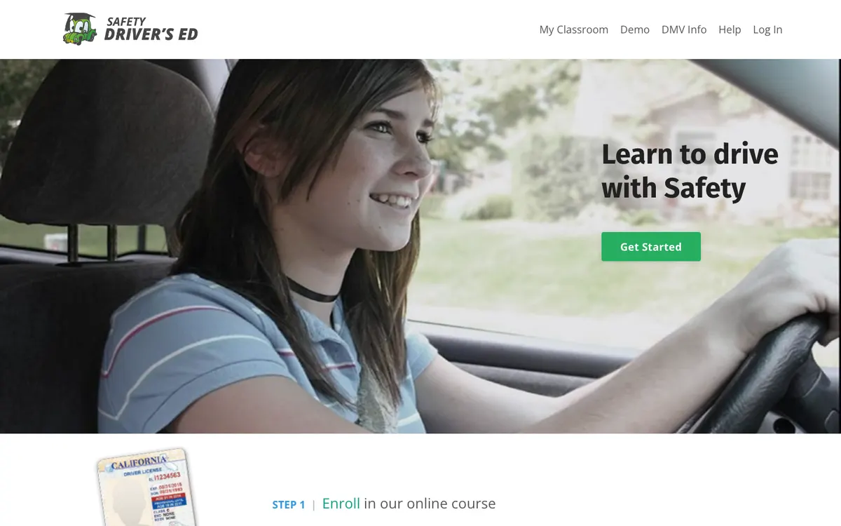 Safety Driver's Ed official site — homepage