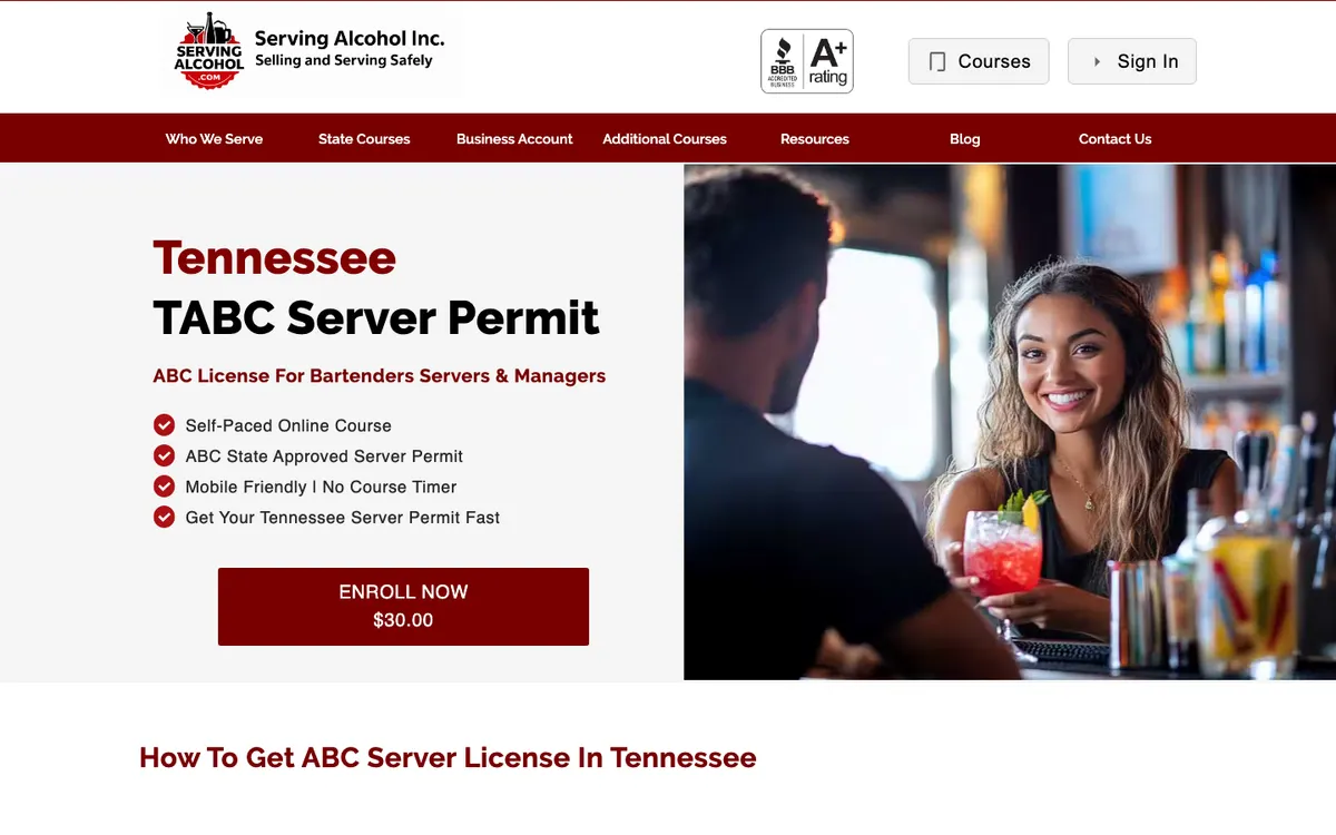Serving Alcohol Inc official site — program page