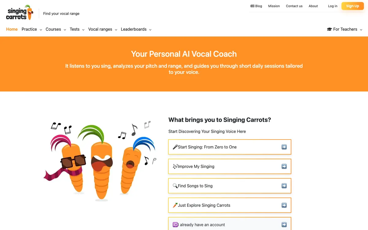 Singing Carrots official site — program page