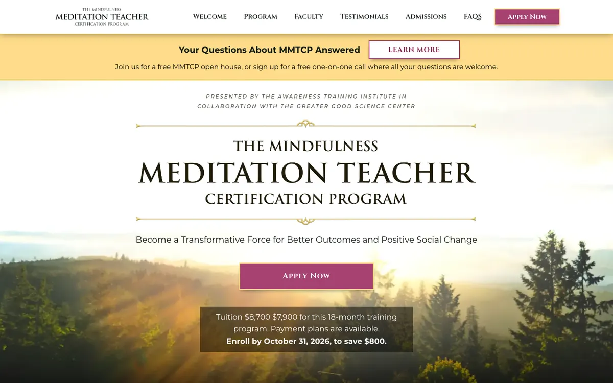 Sounds True — MMTCP (Mindfulness Meditation Teacher Certification Program, Jack Kornfield & Tara Brach) official site — program page