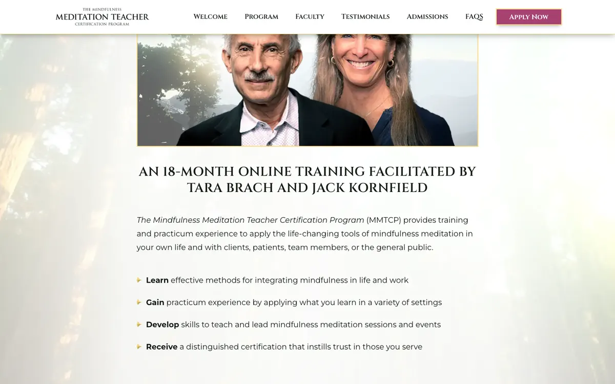 Sounds True — MMTCP (Mindfulness Meditation Teacher Certification Program, Jack Kornfield & Tara Brach) official site — homepage (scrolled)