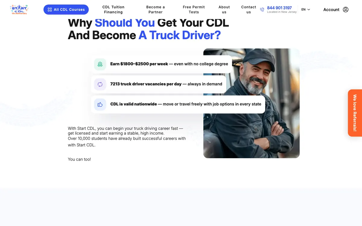 Start CDL official site — homepage (scrolled)