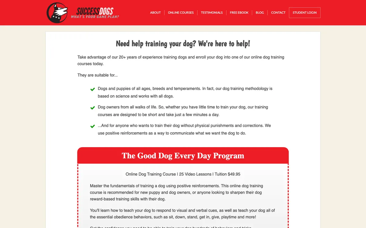 Success Dogs official site — program page