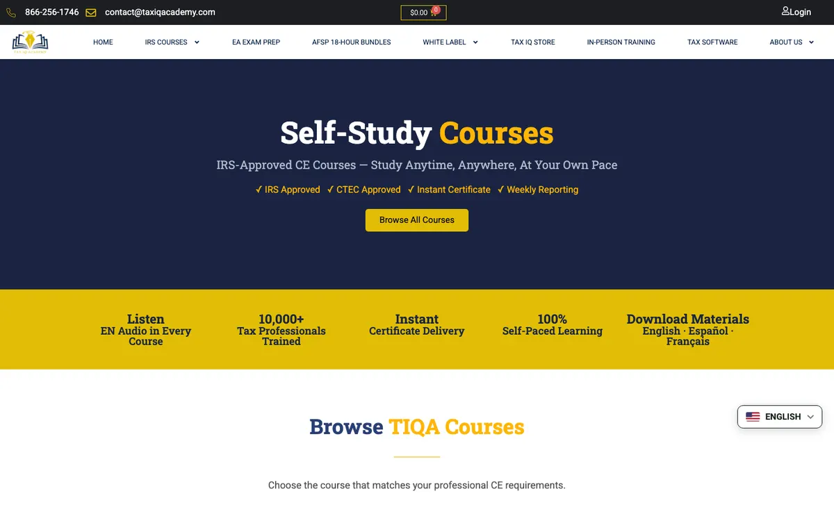 Tax IQ Academy official site — program page