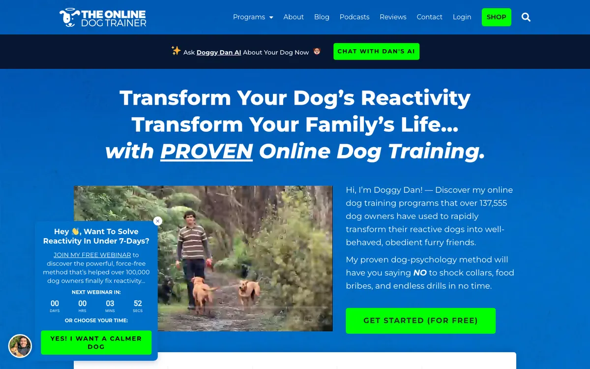 The Online Dog Trainer (Doggy Dan) official site — homepage