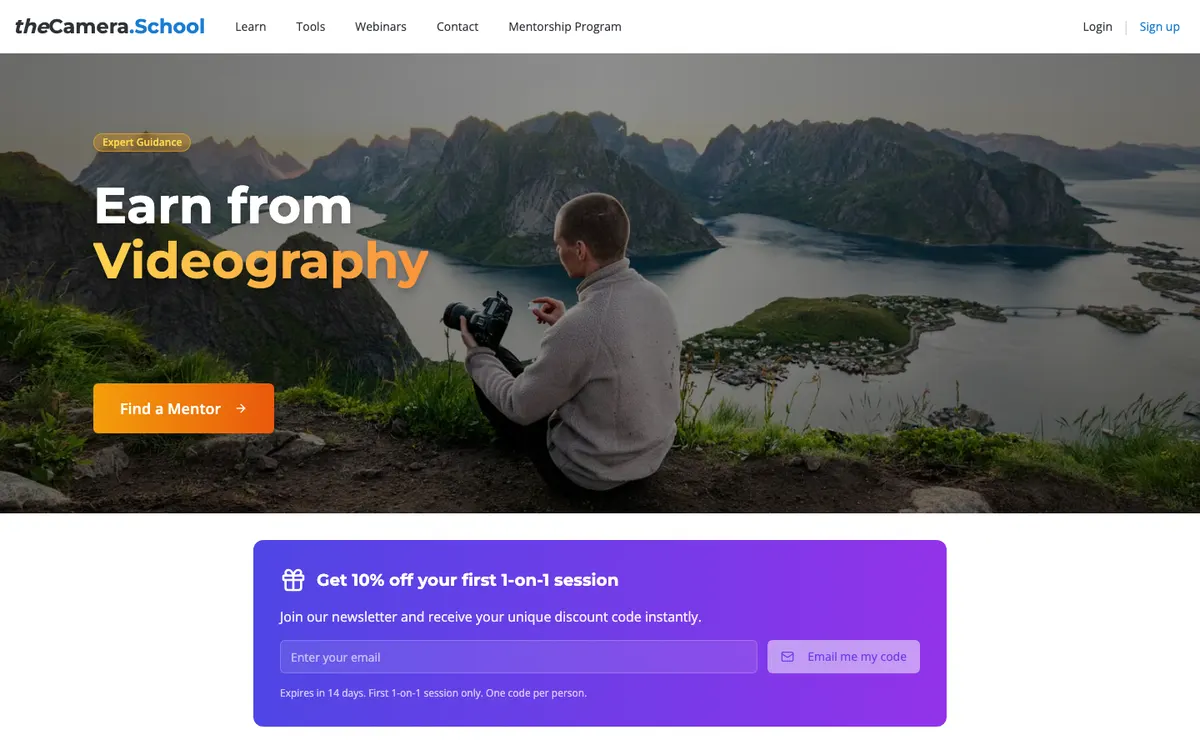 theCamera.school official site — homepage