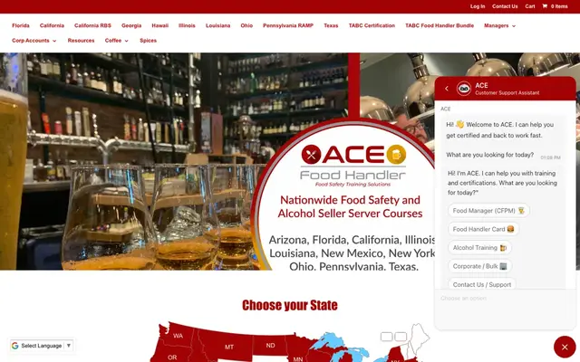 Ace Food Handler official website
