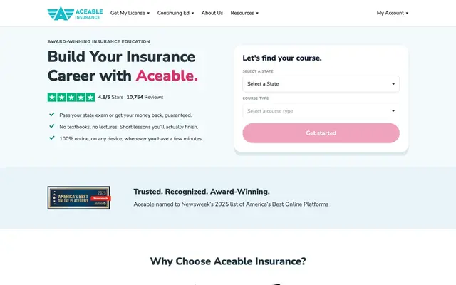 Aceable Insurance (AceableAgent) official website
