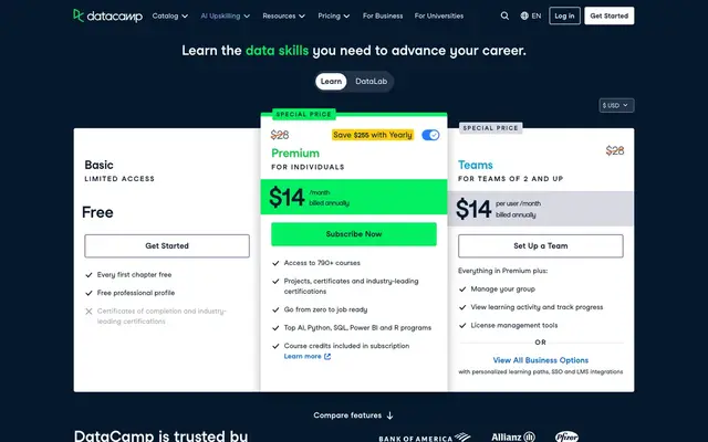 DataCamp official website