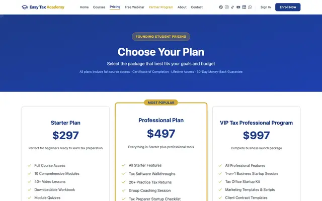 Easy Tax Academy official website