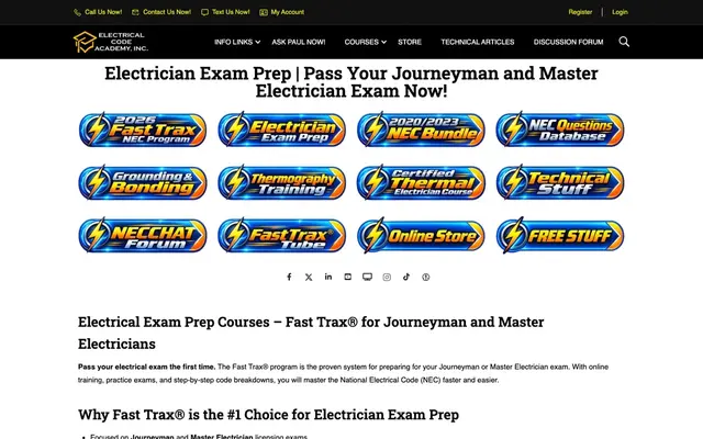 Electrical Code Academy (Fast Trax) official website