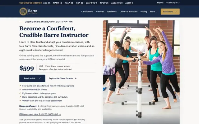 IBBFA (International Barre Body Fitness Association) official website