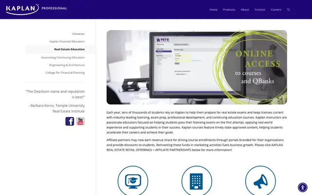 Kaplan Real Estate Education official website