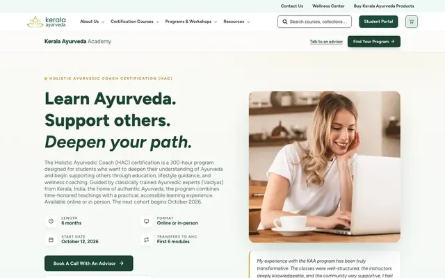 Kerala Ayurveda Academy (US) official website
